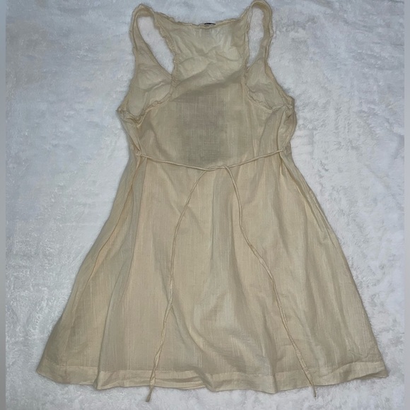 Bohemian Dress Tie Waist Super Cute Summer Beach Dress Embellished Champagne​ - Picture 6 of 6